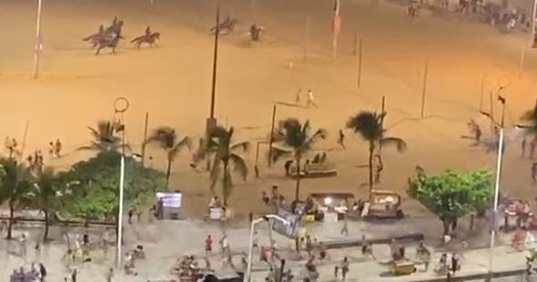 Devido às aglomerações, PM fez operação de dispersão de pessoas na Praia de Iracema neste domingo